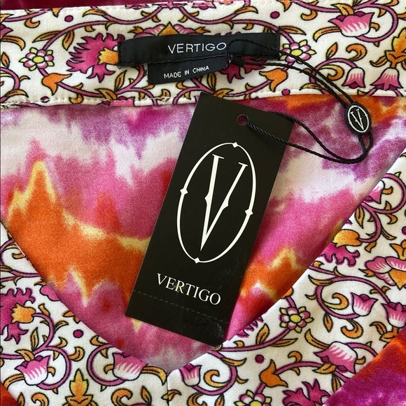 Vertigo Paris”Anjelne” Dress Floral Print Drawstring Neck Empire Line Sz M Nwot - Picture 7 of 7